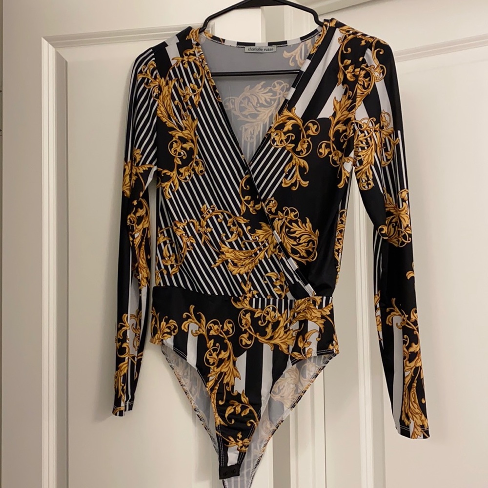 Charlotte Russe Gold and Black Bodysuit